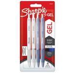 Sharpie S-Gel, Penne Gel, Punta media (0,7 mm), Inchiostro nero e blu, Confezione da 4