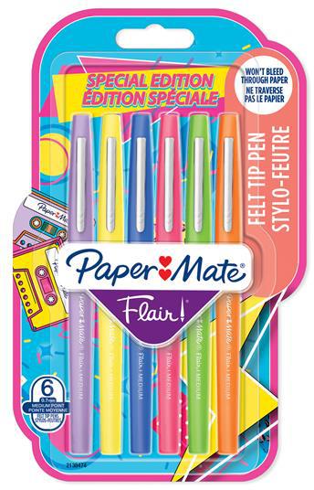 Penna FLAIR/NYLON versione "RETRO" in Blister da 6 colori