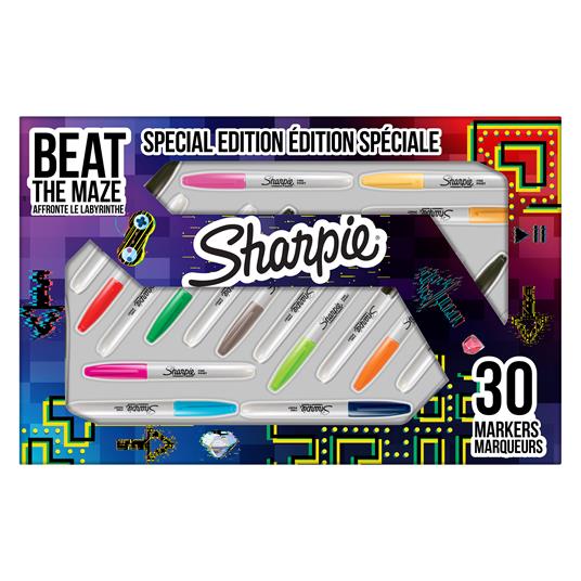 Confezione marcatore SHARPIE "Maze/labirinto" da 30 Sharpie fine colori assortiti