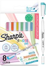 SHARPIE S-NOTE Doppia Punta, a scalpello e punta fine, blx8 colori assortiti