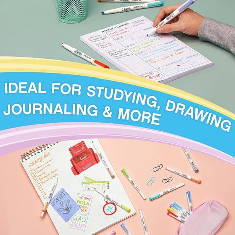 SHARPIE S-NOTE Doppia Punta, a scalpello e punta fine, blx8 colori assortiti - 3