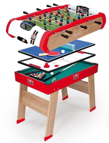 Calcetto. Multigioco Bianco e Rosso 4 In 1. Calcetto, Ping Pong, Hockey e Biliardo - 6