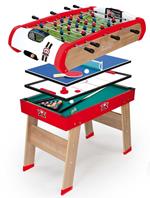 Calcetto. Multigioco Bianco e Rosso 4 In 1. Calcetto, Ping Pong, Hockey e Biliardo