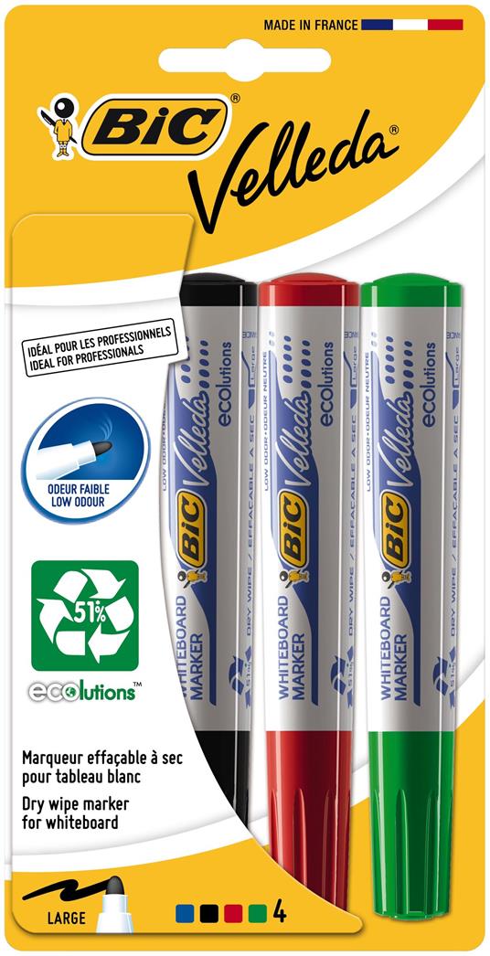 BIC 3086120027742 marcatore Nero, Blu, Verde, Rosso 4 pezzo(i)