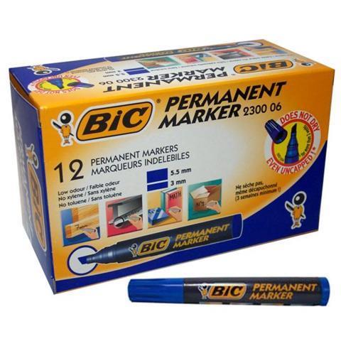 Marcatore Bic 2000 permanent marker blu punta scalpello 3,5-5,5 mm. Confezione 12 pezzi - 2