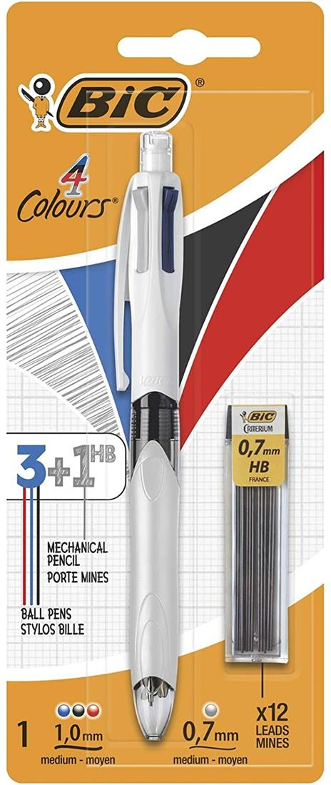 BIC 4 Colori Penne a Sfera, Shine, Ottime per la Scuola, Fusti Metallizzati, Punta Media (1.0mm), Confezione da 3 Unità - 6