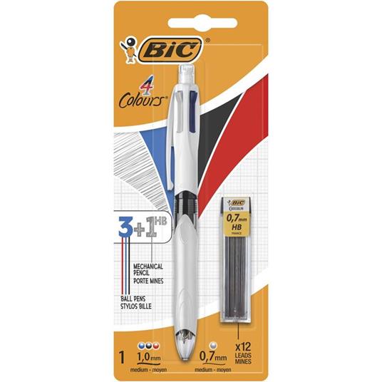 BIC 942103 penna a sfera Nero, Blu, Rosso, Argento Multifunction ballpoint pen Medio 1 pezzo(i)