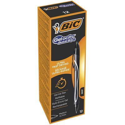 BIC Gel-ocity Quick Dry Nero Clip-on retractable ballpoint pen Medio 12 pezzo(i)
