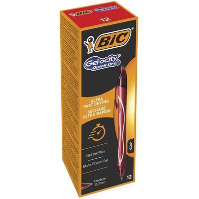 BIC Gel-ocity Quick Dry Rosso Clip-on retractable ballpoint pen Medio 12 pezzo(i)