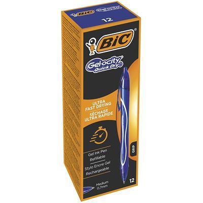 BIC Gel-ocity Quick Dry Blu Clip-on retractable ballpoint pen Medio 12 pezzo(i)