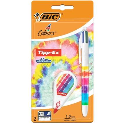 Penna Bic 4 Colours Tie Dye + Correttore Tipp-Ex