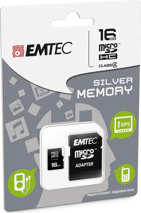 MICROSD + ADAPTER 16GB SILVER (MP3-MP4) MEMORY CARD/HARD DISK CONSOLE - MEMORIE