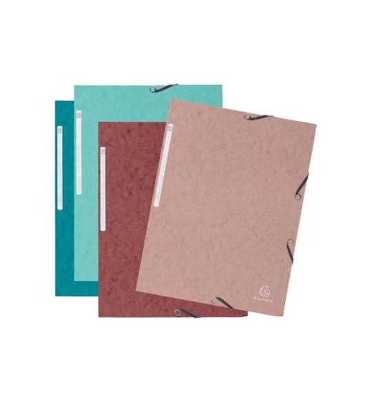 Cartelle 3 lembi con elastici Skandi Cartoncino lustré  400 g/mq - 4 Colori assortiti