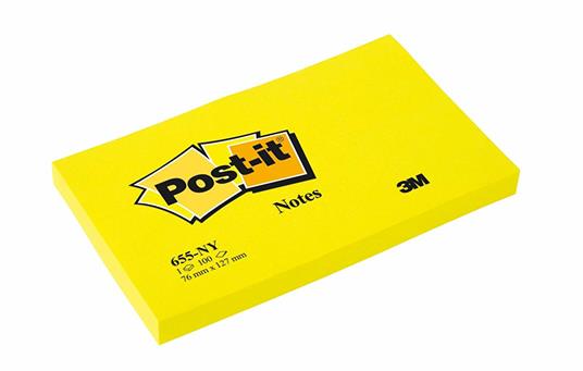 3M Post-It 100 Foglietti Post-It Colore Giallo Neon 127X76Mm (6 Pz)
