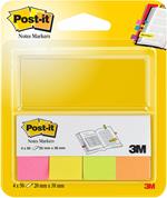 3M Post-it. Segnapagina in Carta con Supporto in Cartoncino. 4 Colori Neon