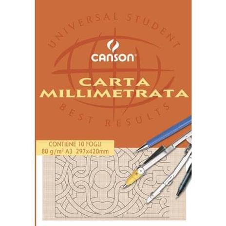 Blocco da disegno CANSON carta millimetrata bianco/arancio 80 g/m² 10 fogli A3 - C200005824