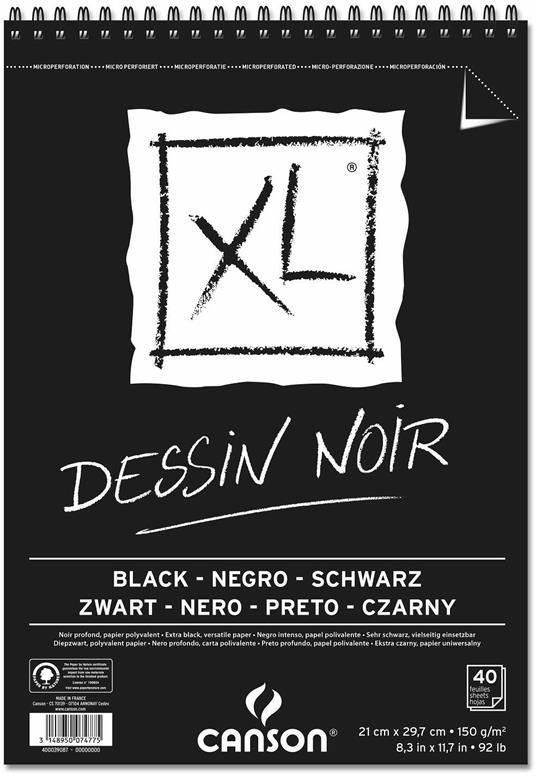 Album XL Black Canson 40 fogli spiralato lato corto A4 150g