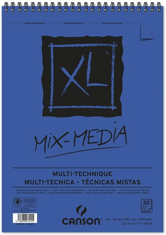 Album XL Mix Media Canson 30 fogli spirale lato corto A4 300g GF