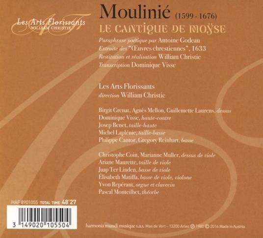 La Cantique de Moÿse. Mottetti e cantici - CD Audio di Étienne Moulinié - 2