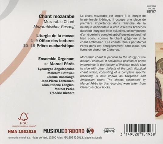 Mozararbic Chant - CD Audio - 2