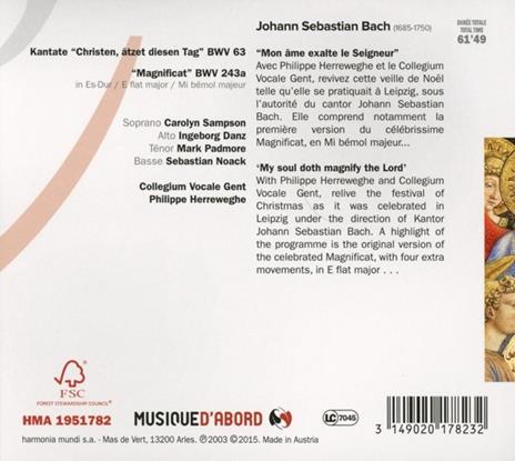Magnificat BWV243a (Versione originale) - CD Audio di Johann Sebastian Bach,Philippe Herreweghe,Mark Padmore,Carolyn Sampson,Collegium Vocale Gent - 2
