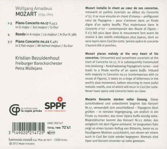 Concerti per pianoforte n.17, n.22 - CD Audio di Wolfgang Amadeus Mozart - 2