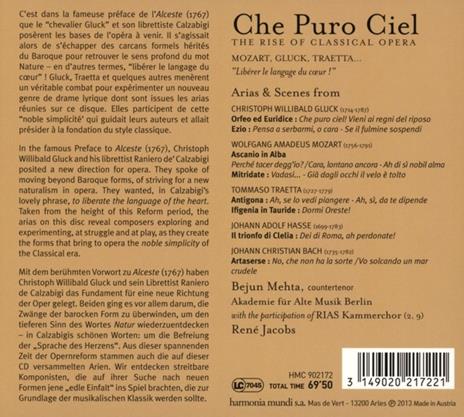 Che puro ciel! Lo sviluppo dell'Opera classica - CD Audio di Akademie für Alte Musik,Bejun Mehta - 2