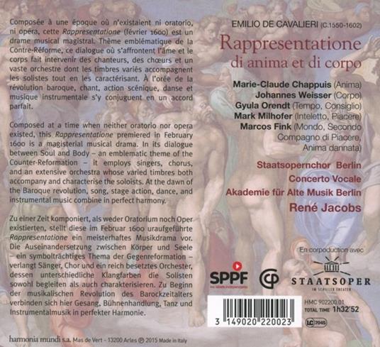 Rappresentazione di Anima et di Corpo - CD Audio di René Jacobs,Emilio de Cavalieri - 2