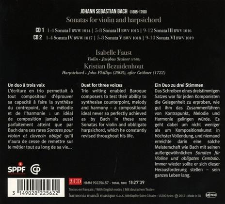 Sonate per violino e clavicembalo - CD Audio di Johann Sebastian Bach,Isabelle Faust,Kristian Bezuidenhout - 2