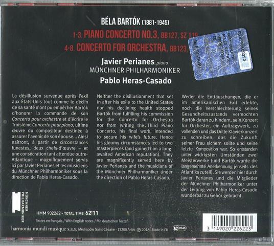 Concerto per orchestra - Concerto per pianoforte n.3 - CD Audio di Bela Bartok,Münchner Philharmoniker,Pablo Heras-Casado - 2