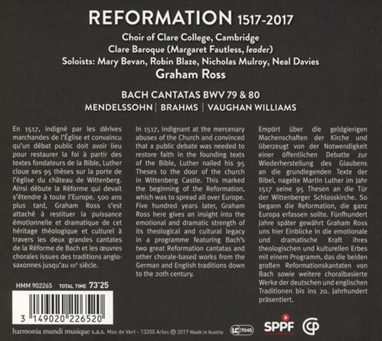 Reformation 1517-2017 - CD Audio di Martin Luther - 2