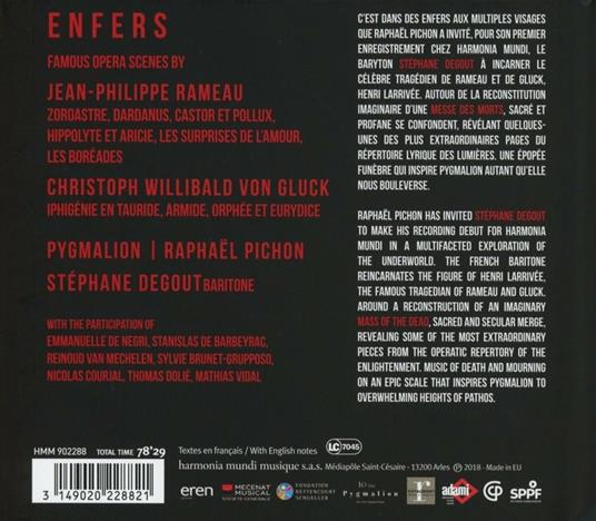 Enfers. Scene d'opera celebri - CD Audio di Christoph Willibald Gluck,Jean-Philippe Rameau,Raphael Pichon,Stéphane Degout - 2
