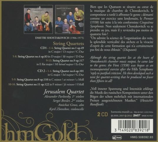 String Quartets No.1, 4, 6, - CD Audio di Dmitri Shostakovich - 2