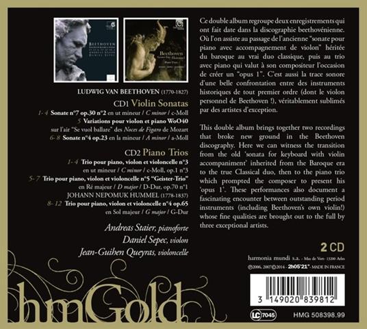 Sonate per violino - Trii con pianoforte - CD Audio di Ludwig van Beethoven,Andreas Staier - 2