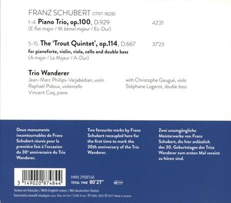 Trio op.100 D929 - Quintetto op.114 "Trout" - CD Audio di Franz Schubert,Trio Wanderer - 2