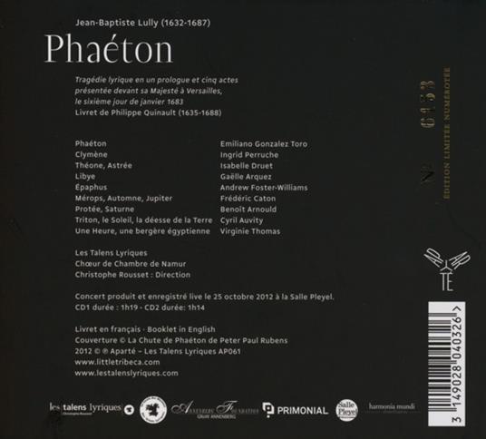 Phaéton - CD Audio di Jean-Baptiste Lully,Christophe Rousset,Choeur de Chambre de Namur - 2