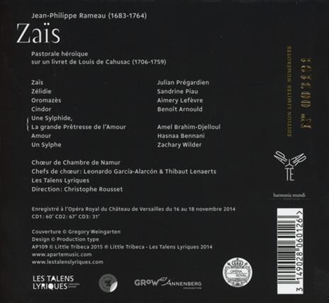 Zaïs - CD Audio di Jean-Philippe Rameau - 2