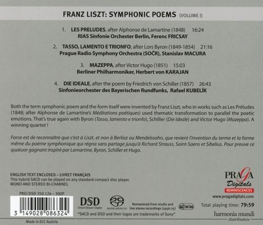 Poemi sinfonici (Import) - SuperAudio CD di Franz Liszt,Ferenc Fricsay,Herbert Von Karajan,Berliner Philharmoniker,Radio Symphony Orchestra Praga - 2
