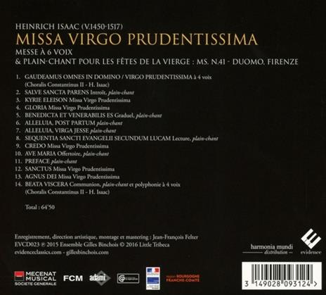 Missa Virgo Prudentissima - CD Audio di Ensemble Gilles Binchois - 2