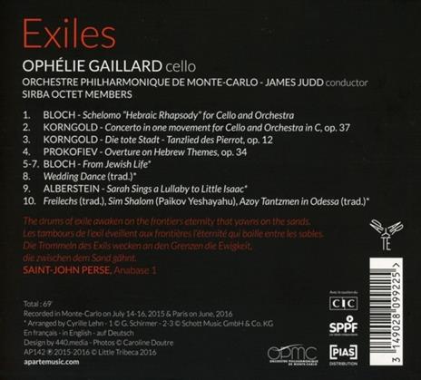 Exiles - CD Audio di Sergei Prokofiev,Erich Wolfgang Korngold,Ernest Bloch,James Judd,Ophélie Gaillard - 2