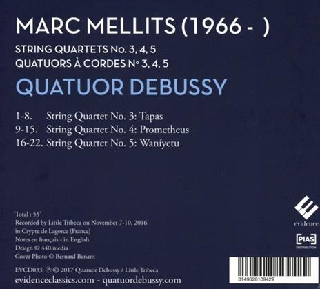 Quartetti d'archi n.3, n.4, n.5 - CD Audio di Quatuor Debussy - 2