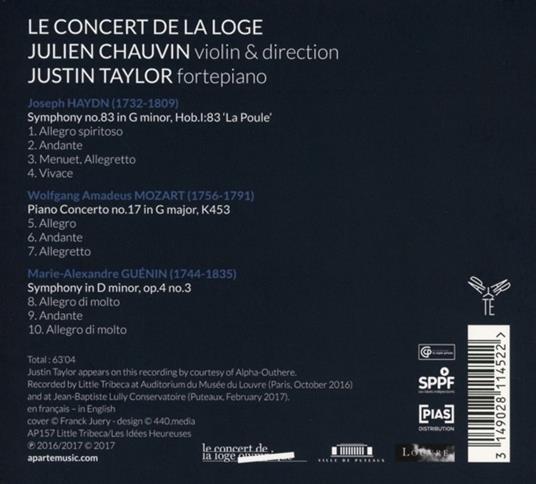 La Poule - CD Audio di Franz Joseph Haydn,Wolfgang Amadeus Mozart,Julien Chauvin,Justin Taylor - 2