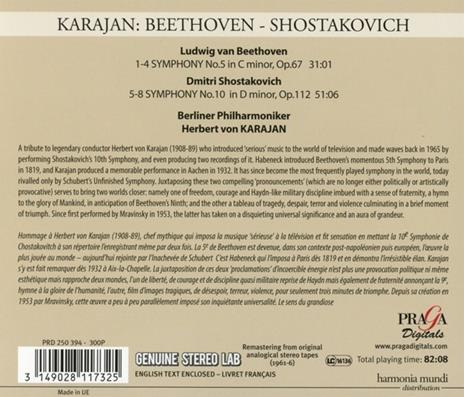Sinfonia n.5 / Sinfonia n.10 - CD Audio di Ludwig van Beethoven,Dmitri Shostakovich,Herbert Von Karajan,Berliner Philharmoniker - 2