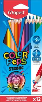 Maped Strong colour pencils pastello colorato Nero, Marrone, Verde, Azzurro, Verde chiaro, Blu marino, Arancione, Pesca, Rosa, Porpora, Rosso, Giallo 12 pz
