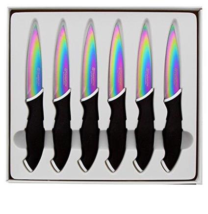 Pradel Excellence CTI006 Confezione di 6 coltelli da Bistecca in Acciaio Inox Multicolore 26 x 24 x 3,4 cm
