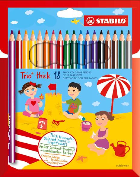 Matita colorata triangolare STABILO Trio thick Astuccio da 18 Colori assortiti