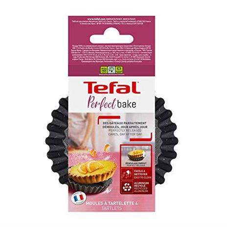 TEFAL J1608102 Set Success di 4 stampi per tortine in alluminio, Cioccolato, 11 x 9 x 2,5 cm - 2