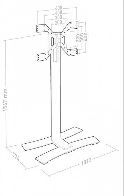 ITB ER039070 base da pavimento per tv a schermo piatto 190,5 cm (75") Portable flat panel floor stand Nero, Metallico - 2