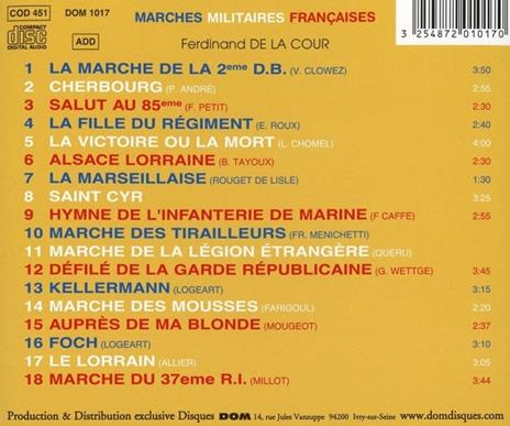 Marche Militaire Francaises - CD Audio - 2