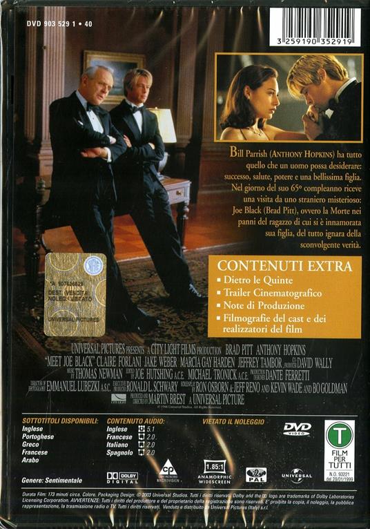 Vi presento Joe Black di Martin Brest - DVD - 2